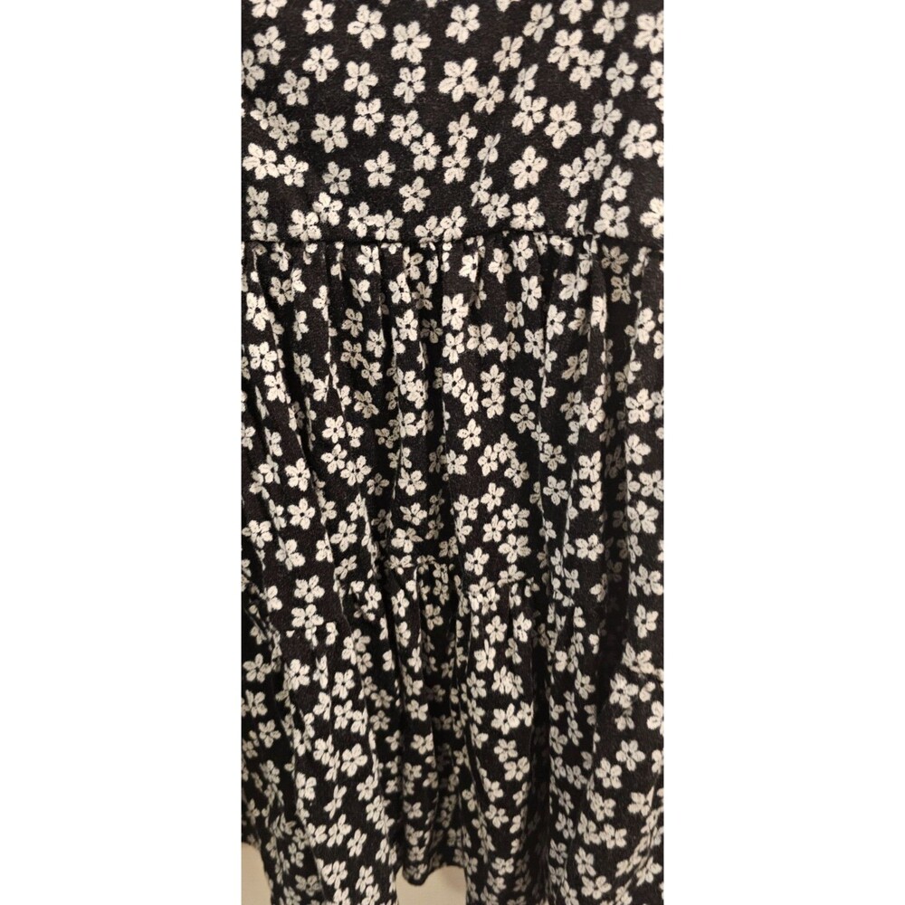 Boho Babydoll Top Ruffle Straps Blk/Wht Size L Y2K Cottage Floral Coquette Fairy - Picture 5 of 7